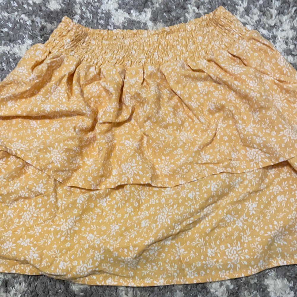 Yellow Smocked Floral Skirt